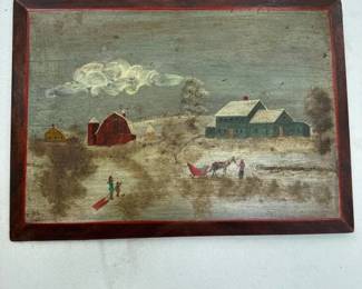 325 14x10paintedfolkartwinterfarmscen