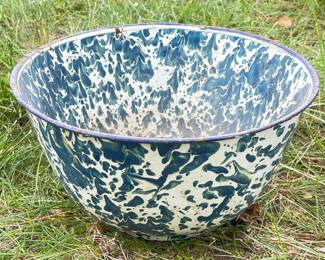 256 vintagebluewhiteswirlenamelwarebowl