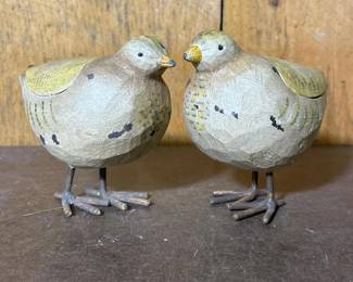 232 handcarvedwoodbirdtrinketboxespair