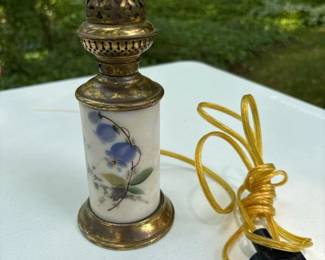 298 vintagehandpaintedbrassglasselectri