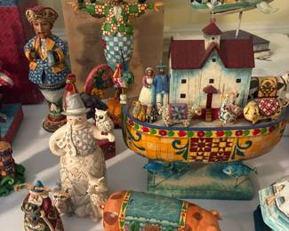 Jim Shore Noah's Ark, Jim Shore whale, Jim Shore pig, scarecrow