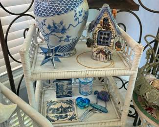 Wicker white shelving unit
