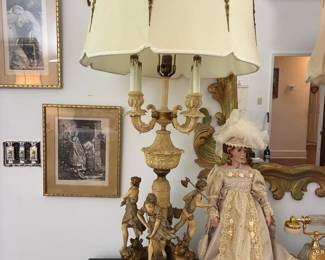 Vintage European neoclassical/ Rococo revival style lamp, mid-century