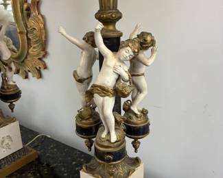 Vintage European cherub lamp