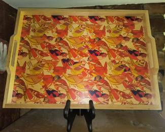 Bird decorated serving tray 