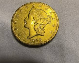 1858 $20 gold piece - New Orleans mint - very rare!