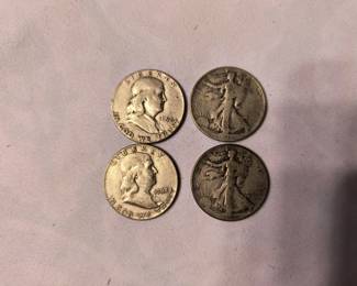 Franklin/ walking Liberty halves 