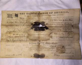 1861 land deed from Abraham Lincoln 