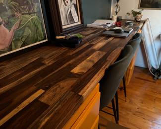 $ 500 for butcher, black top cabinets and chairs