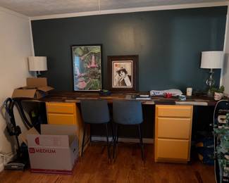 Butcher block desk 10 ft long