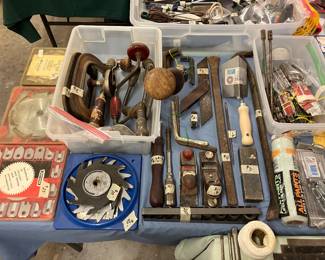 circular saw blades, clamps, planes, dado sets, etc