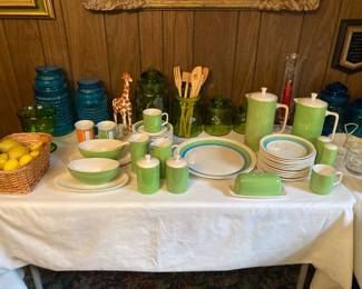 1960s canister sets, 1965 "Emerald Isle" dishes, and a giraffe