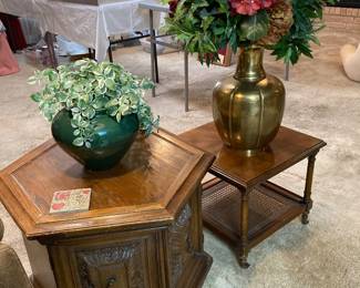 hexagonal side table cabinet, small table, florals