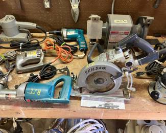circular saw, worm drive saw, right angle drill, jigsaw