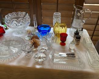 beautiful glassware and serving pieces