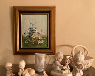 J C Richardson original oil, Precious Moments figures