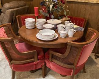 round game table and four chairs, Mikasa dishes set, beautiful floral