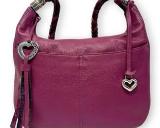 Brighton Barbados ZipTop Hobo Handbag Guavaberry Pebbled Leather