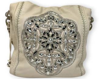 Brighton Anju Cream Leather Handbag w Ornate Silver Embellishments