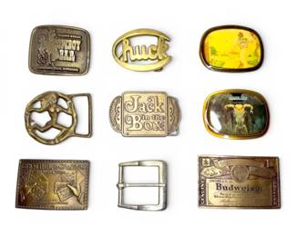 Brass Belt Buckles Including Budweiser
