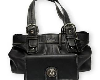 Coach Soho Pleated Black Leather Shoulder Bag w Matching Wallet