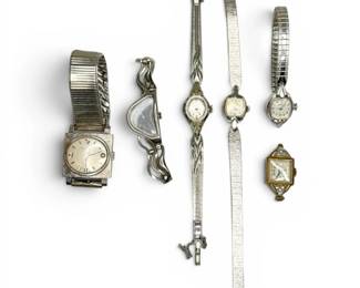 SilverToned Manual Wind Cocktail Watches Bulova, Geneva, More