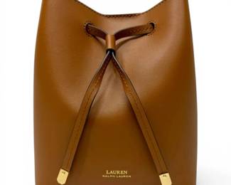 Lauren By Ralph Lauren Smooth Brown Leather Bucket Bag
