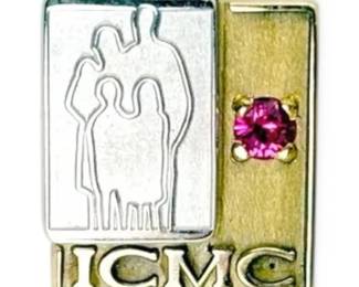 14k Gold ICMC Pin With Red Stone 2.67g