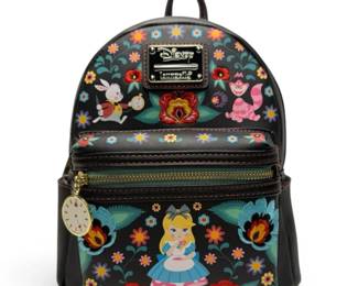 Loungefly Disney Alice in Wonderland Black Floral Mini Backpack NEW