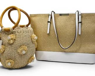 Beach Themed Woven Bags, One NWT