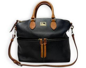 Dooney Bourke Black Tan Dillen Double Pocket Satchel