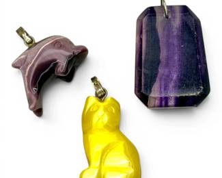 Cat, Dolphin, Purple Pendants