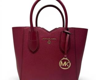 Michael Kors Raspberry Mae Leather Tote Bag