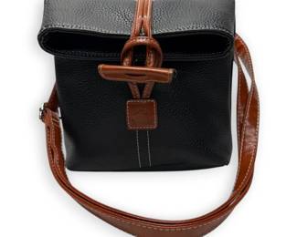 Dooney Bourke Black Tan Pebble Leather Toggle Crossbody Bag