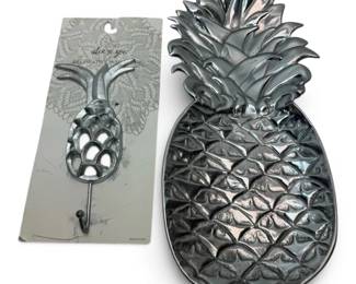 Mariposa Silver Pineapple Serving Tray Decorative Wall Hook