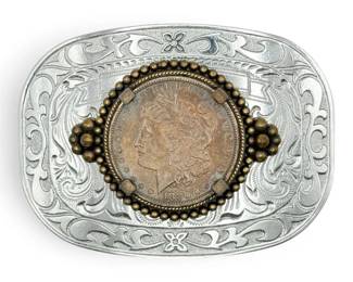 1880 Morgan Silver Dollar Coin 26.g Belt Buckle