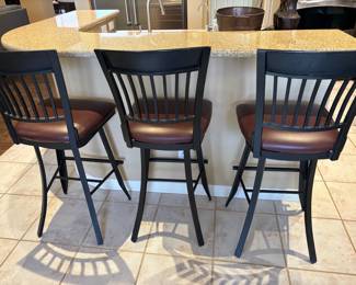 Metal Faux Leather Swivel Barstools