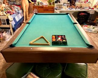 Pool table plus balls and triangle 