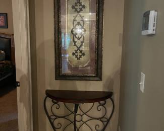 Small entry table and artwork 