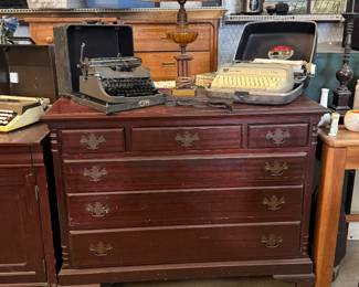Antique typewriter, antique dresser