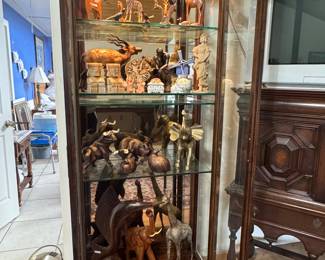 Animal statues, African art, antique furniture 
