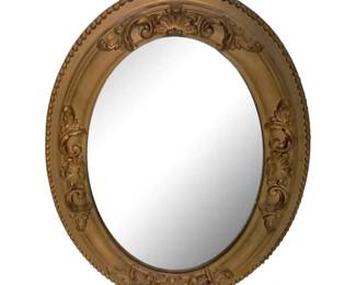 GoldToned Ornate Gesso Oval Wall Mirror