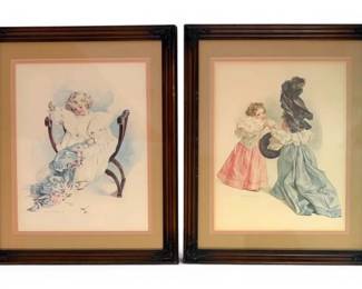 Two Maud Humphrey Signed Framed Prints The Seamstress The Calling