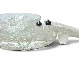 Crystal Cut Glass Salt Pepper Shakers, Bowls, More