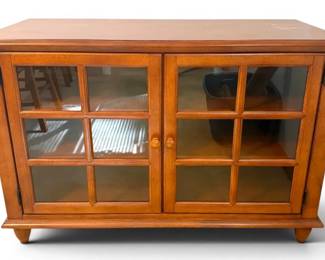Wooden Console Table w Two Glass Doors