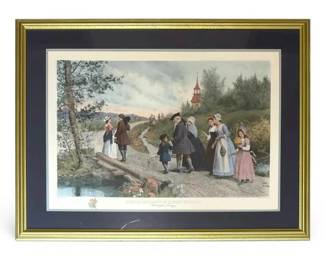 Jennie Brownscombe Sunday Morning In Sleepy Hollow Washington Irving Signed Framed Print