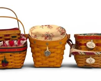 Seven Longaberger Miniature Woven Baskets Inaugural, Peppermint, Tinsel, Twinkle Twinkle, More