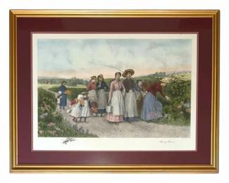 Jennie Brownscombe Berry Pickers Signed Framed Print