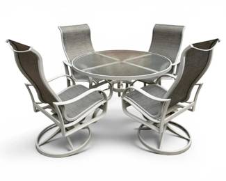 Glass Metal Outdoor Table w Chairs