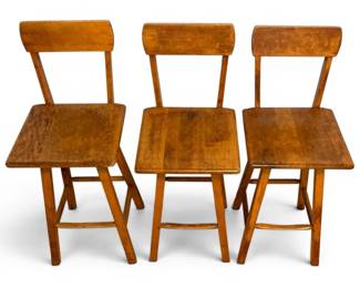 Three Wooden AFrame Bar Stools
